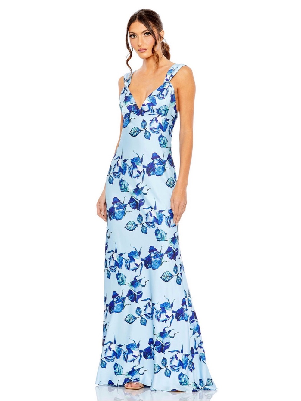 Mac Duggal Blue Floral Gown Size 2 NWT Wedding Prom Formal Evening Dress